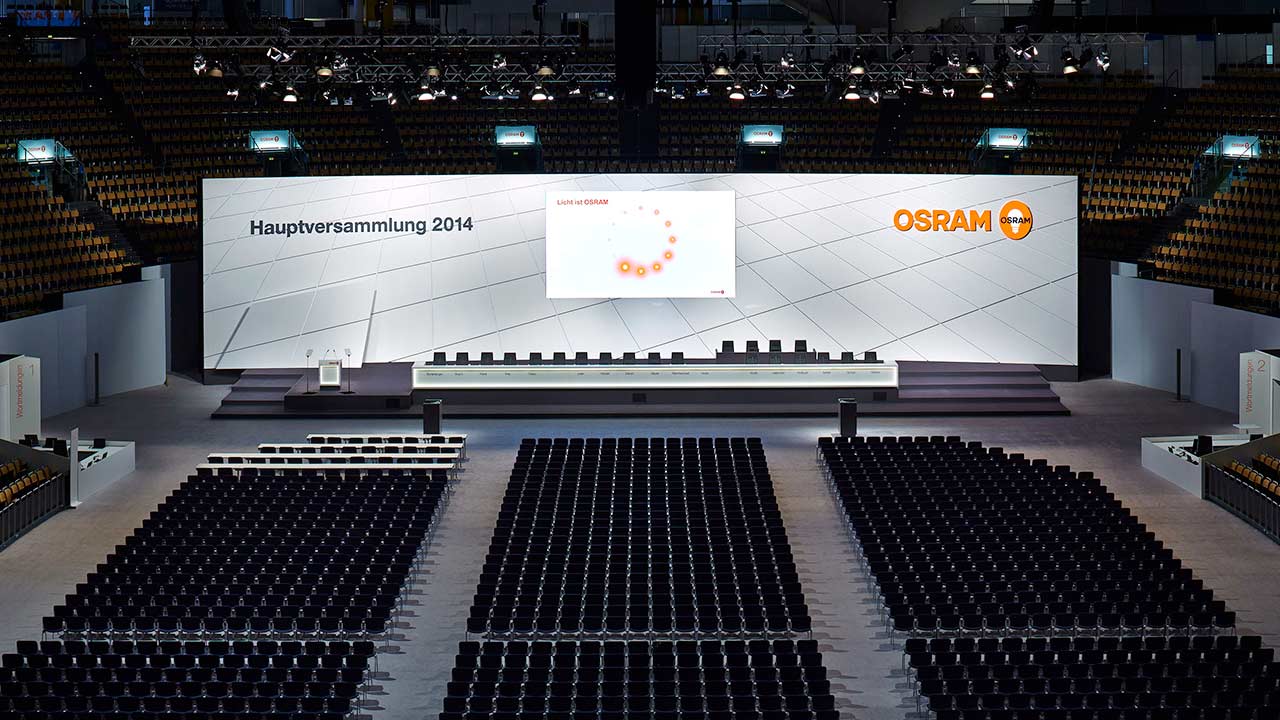 For 4.000 shareholders visiting the Annual General Meeting, prio created a stage setting that highlighted OSRAM as a leader in the global lighting market.